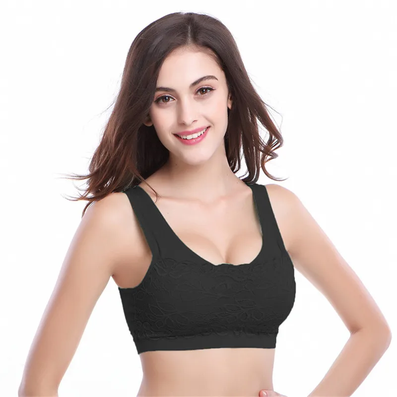 

Sexy Women's Pure Color Underwear Lace Perspective Bra M~XL Size Bra Cotton Breathable 5-color Seamless Lace Dodice