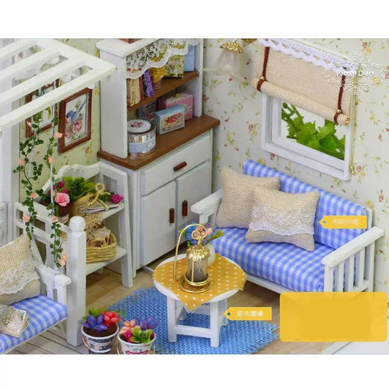 

Doll House DIY Living Room Miniatures With Furniture And Accessories New Miniature Dollhouse Toys & Games Wooden Toy