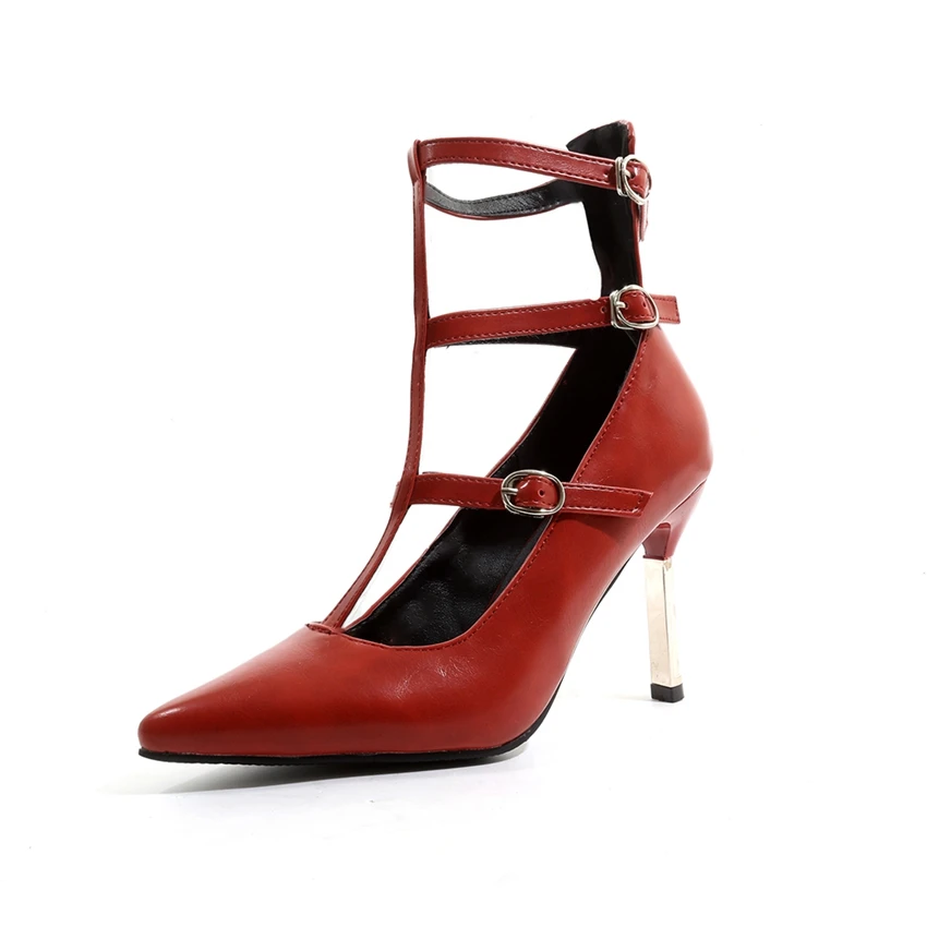 Туфли лодочки женские на среднем каблуке пикантные с пряжкой большой размер 32 48