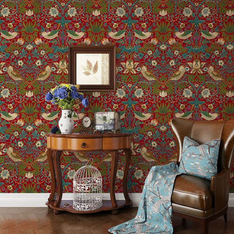 Классический китайский цветок птицы ПВХ водонепроницаемый обои американский кантри Гостиная ТВ фон обои домашний декор