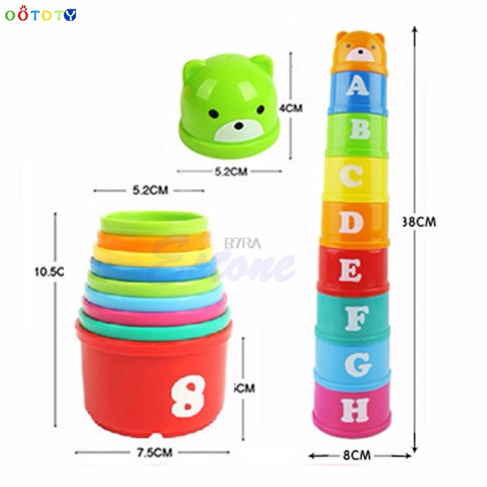 

HOT Sale Excellent Baby Children Kids Educational Toy New Building Block Figures Letters Folding Cup Pagoda Gift-TwFi