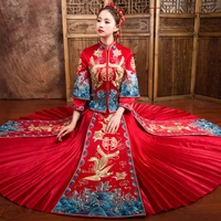 new arrival traditional chinese wedding dress long cheongsam handmade embroidery qipao dresses retro dressing gown size s xxl