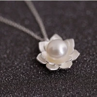 daisies real 925 sterling silver elegant lotus white shell pearl necklace pendant statement jewelry for women one piece
