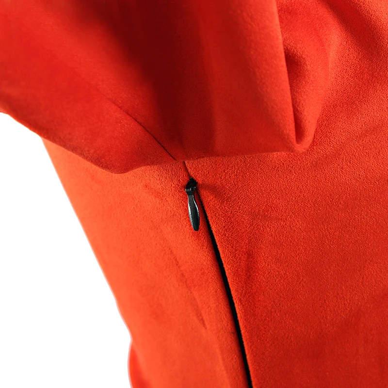 Женское платье трапеция из искусственной замши с высокой талией и V образным