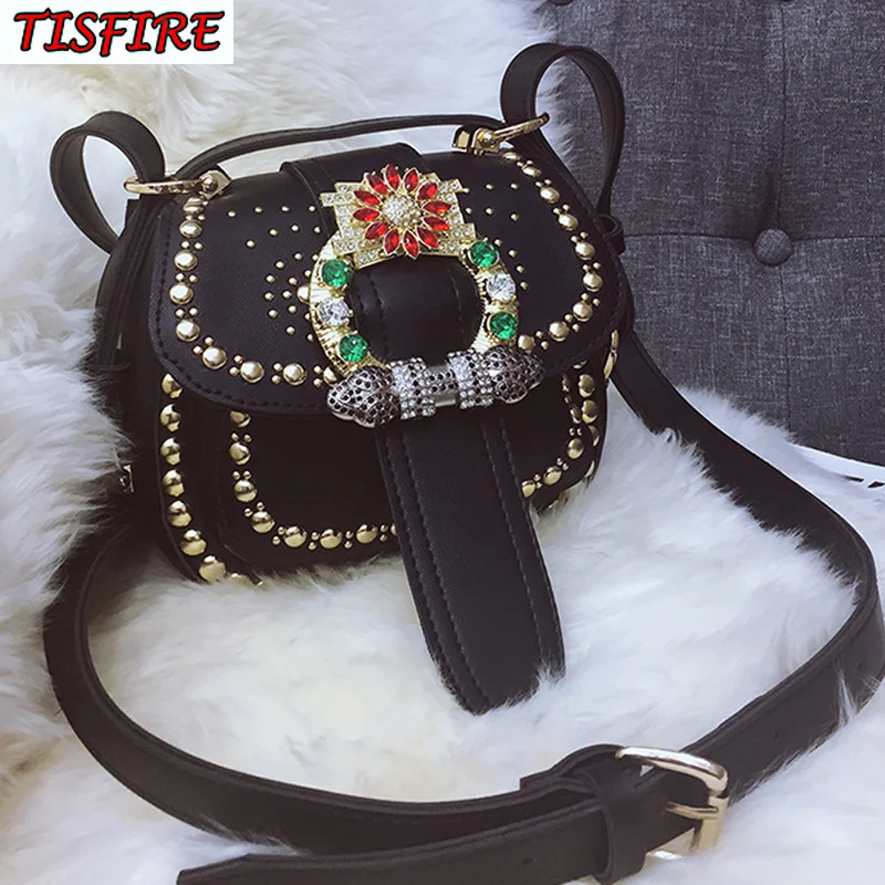 2018 новые кожаные седельная сумка абсолютно свинья заклепки crossbody мешок моды
