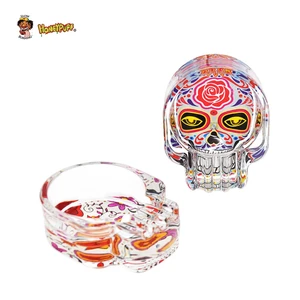 Стеклянная Пепельница ручной работы с сахарным черепом, пепельница для трех сигарет 62 мм, пепельница для сигарет, стеклянная сигарная пепельница