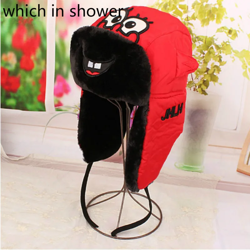 Шапка бомбер зимняя с подкладкой из искусственного меха для мальчиков и