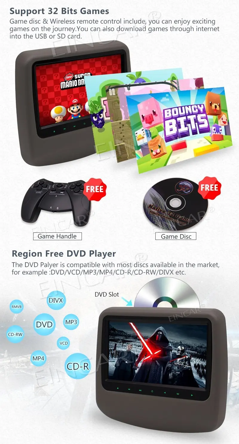 2 шт. подголовник автомобиля DVD плееры двойной заднее сиденье Видео Аудио