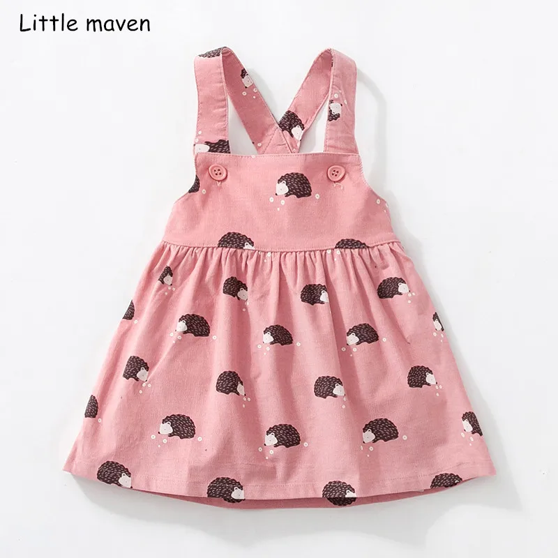 Сарафан для девочек Little maven хлопковый с цветочным принтом без рукавов осень 2018 |