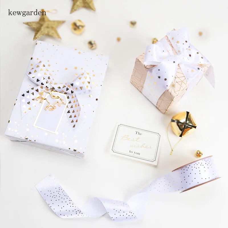 Kewgarden 1 5 &quot38 мм атласные ленты в горошек со звездами для горячего тиснения