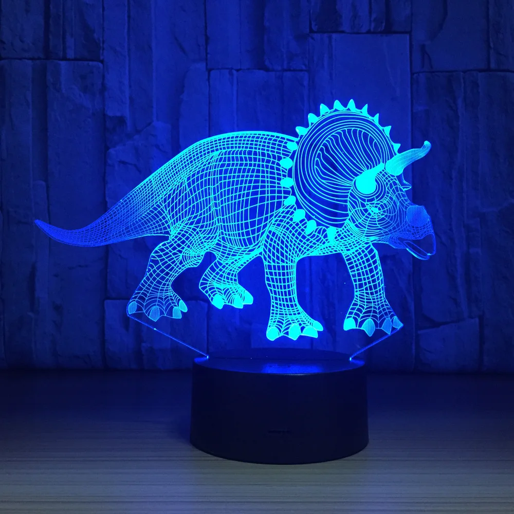 

Triceratops Форма 3D ночник трогательный Красочный светодиодный свет для детской комнаты