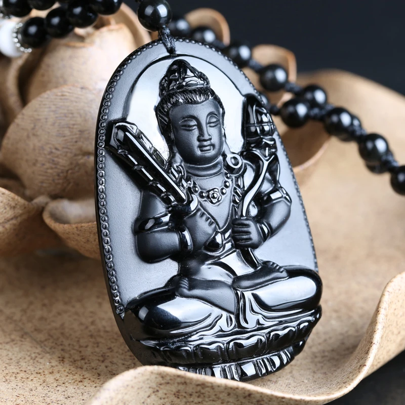 Belwide восемь патронов пустота Тибет Bodhisattva обсидиан ожерелье кулон знак зодиака