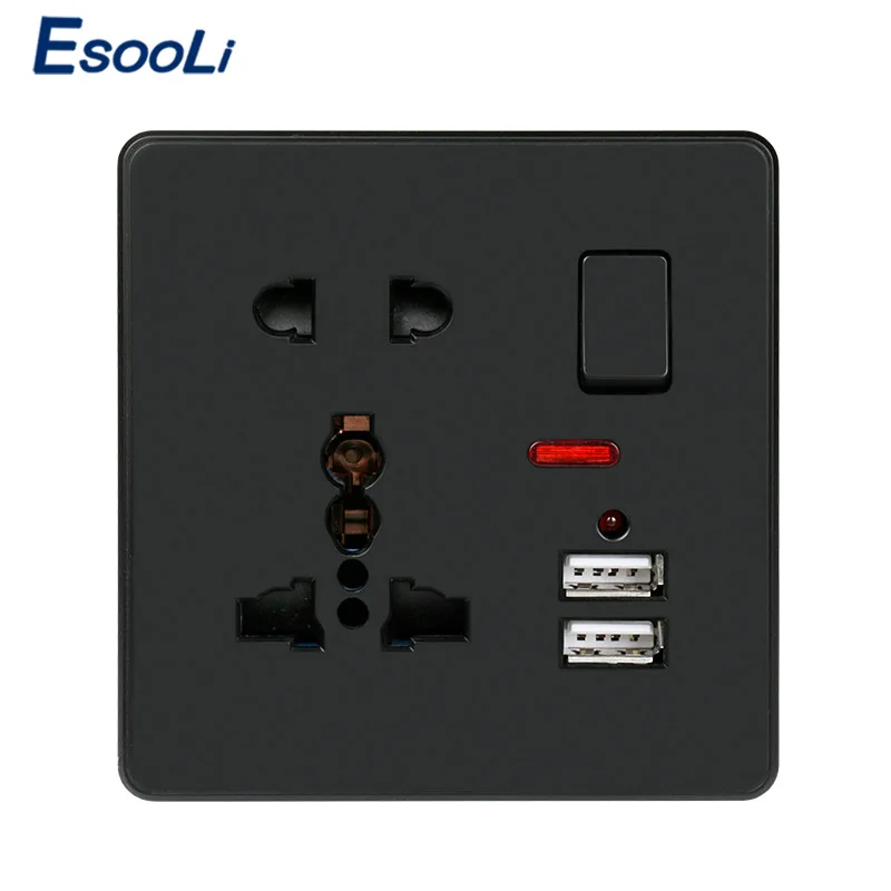 Универсальная розетка Esooli 13A с 5 отверстиями 2 1 а белая/черная/золотая настенная