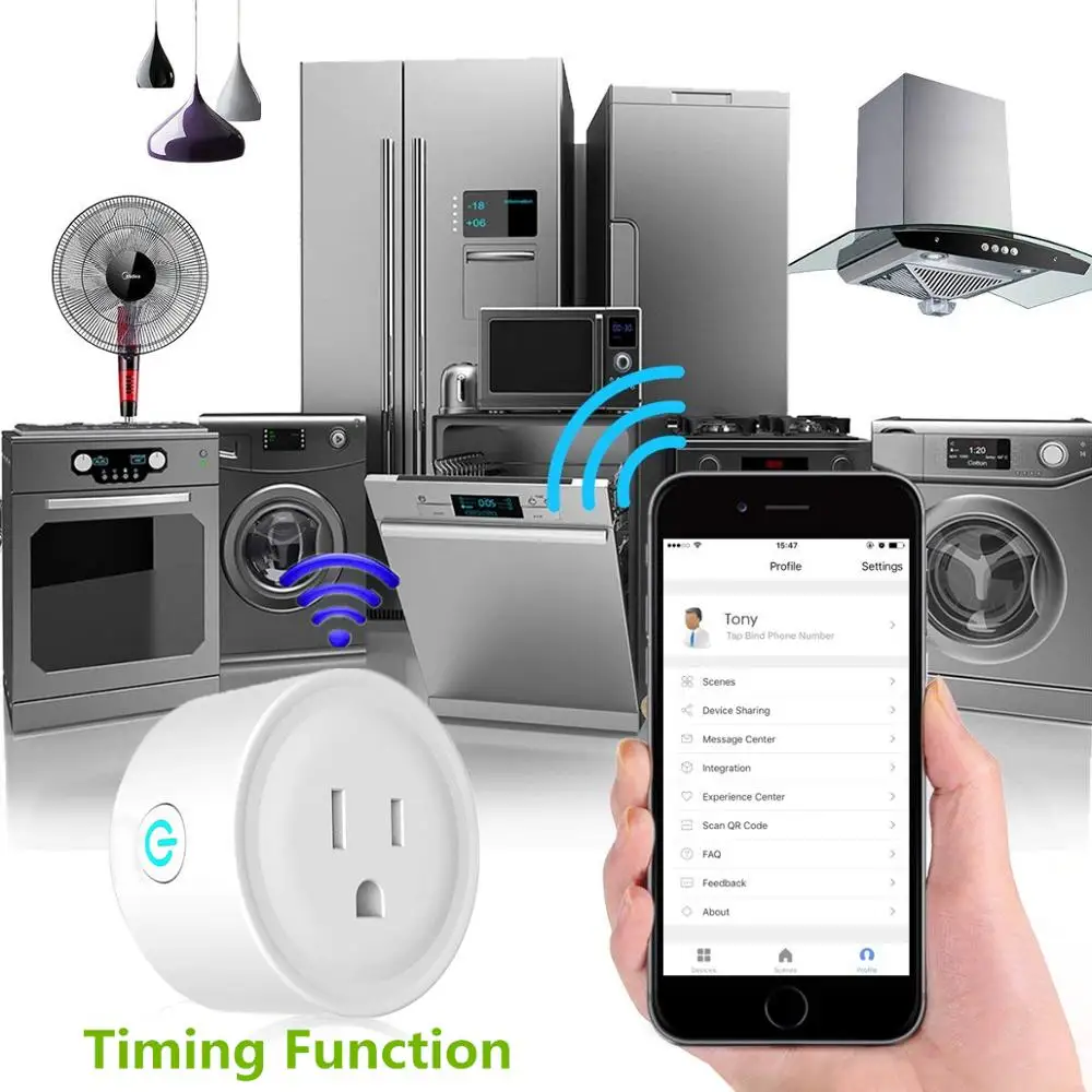 Новый 1 шт. умный штекер Wifi умная розетка США вилка работает с для Google Home Mini Alexa IFTTT