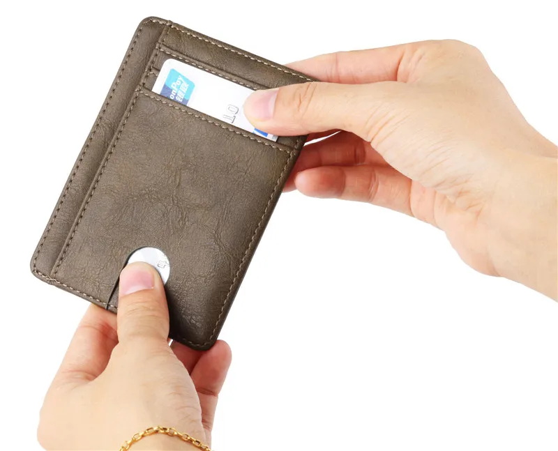 Тонкий RFID блокирующий кожаный кошелек, кредитный ID держатель для карт, кошелек, чехол для денег для мужчин и женщин, модная сумка для монет 11,5x8x0,5 см