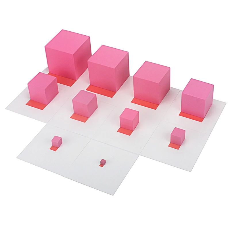 Montessori Materials Pink Tower with 10Pcs Stand Cards 0.7-7CM Early Childhood Education Preschool Kids Toys Brinquedos Juguetes baby toy montessori thermic bottles sensorial early childhood education preschool kids brinquedos juguetes