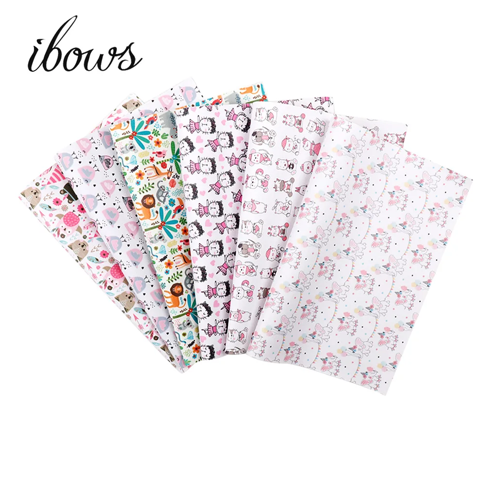 IBOWS Новинка 22*30 см Мультяшные животные печатные искусственная кожа лоскутные для