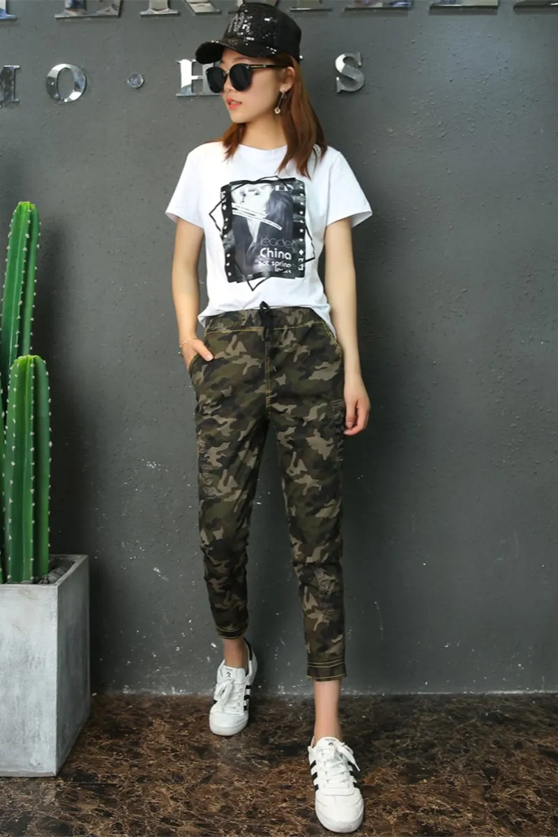 

Spring and summer Slim was thin camouflage pants female casual nine points pants feet Harlan pants