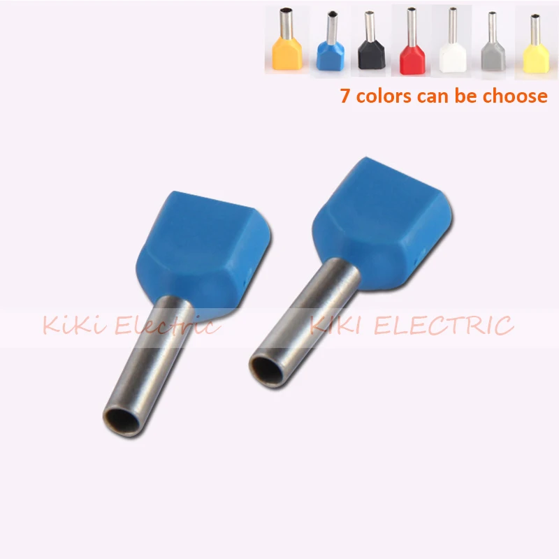 

TE16-14 Blue Terminals Copper Crewel Tube Insulating Terminal 2X16.0mm2 Dual/Twin Entry wire Cord Terminals/ pre-insulate ends