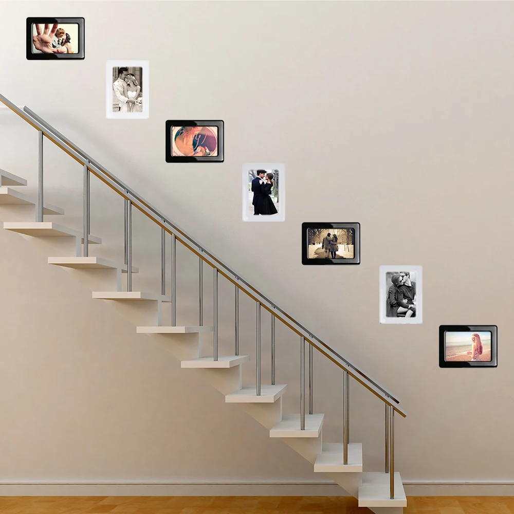 

Magnetic Photo Frame With Adhesive Crystal Surface 6" X 4" 7" X 5" For Kids Room Wall Decor Magnet Picture Frame 8 Pieces / Set