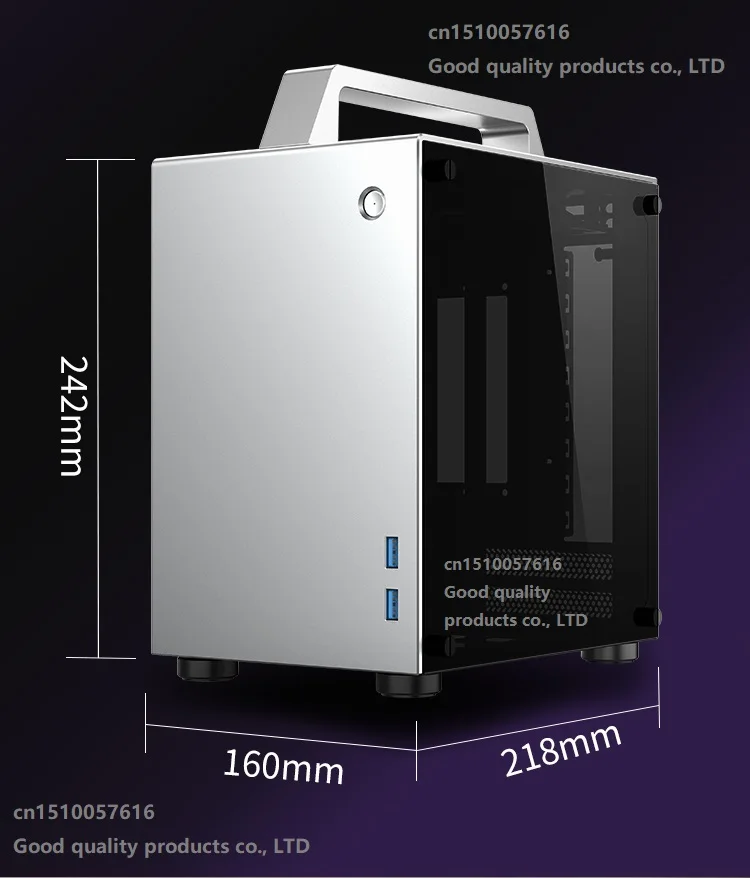 Продукт Jonsbo T8 ITX портативный мини алюминиевый корпус боковой прозрачный маленький чехол для компьютера серебристый