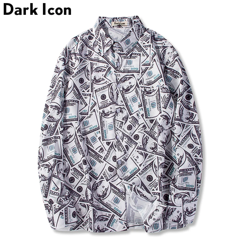 Мужская рубашка с длинным рукавом Dark Icon Повседневная футболка в стиле хип-хоп