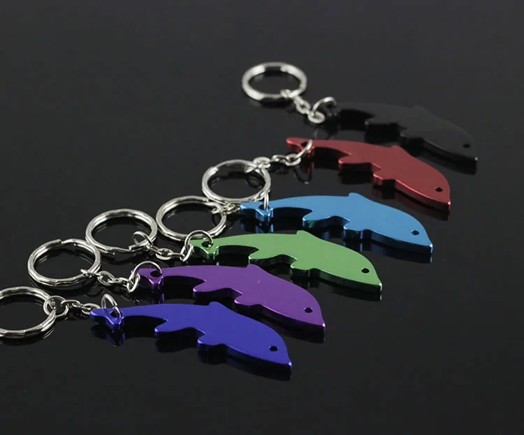 Wholesale-12Pcs открывалка для бутылок в виде Дельфина Брелок Алюминий сплав может пива
