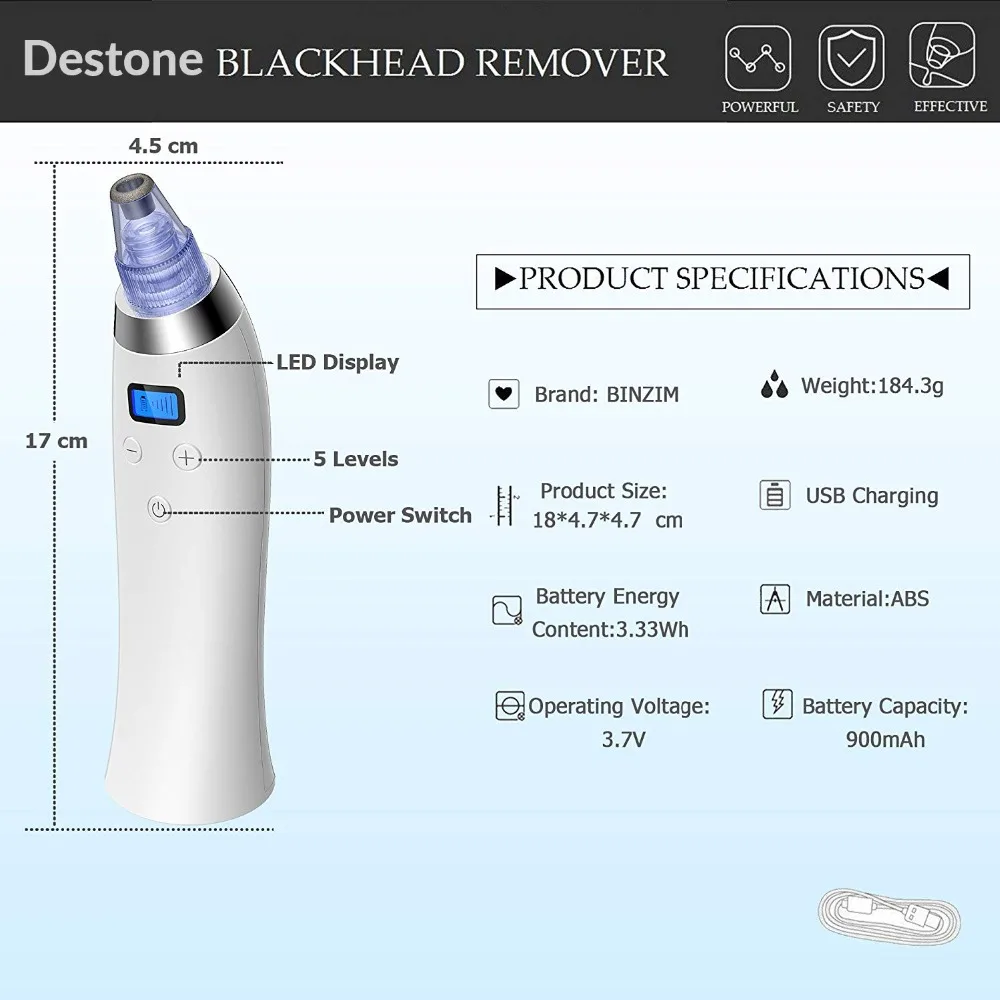 Deston Facare X11 пылесос для удаления черных пор USB Перезаряжаемый экстрактор с 4