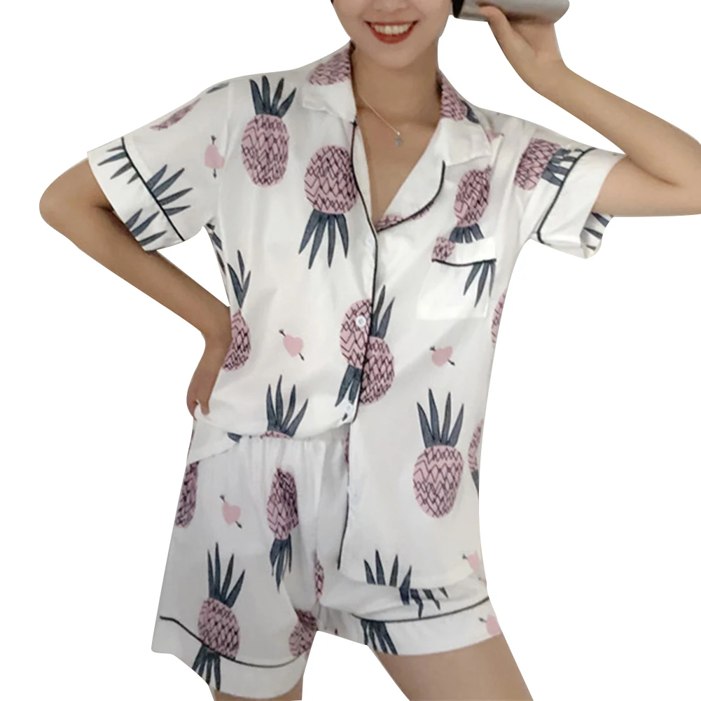 2 шт./компл. модная женская Милая Пижама с мультяшным рисунком отложным