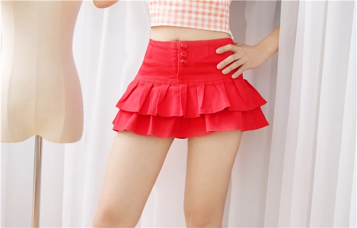 S-XL, летние, корейские, модные, женские, одноцветные, шорты, юбки, белые, для молодых девушек, низ, оборки, подол, милая, средняя талия, Сексуальная мини-юбка