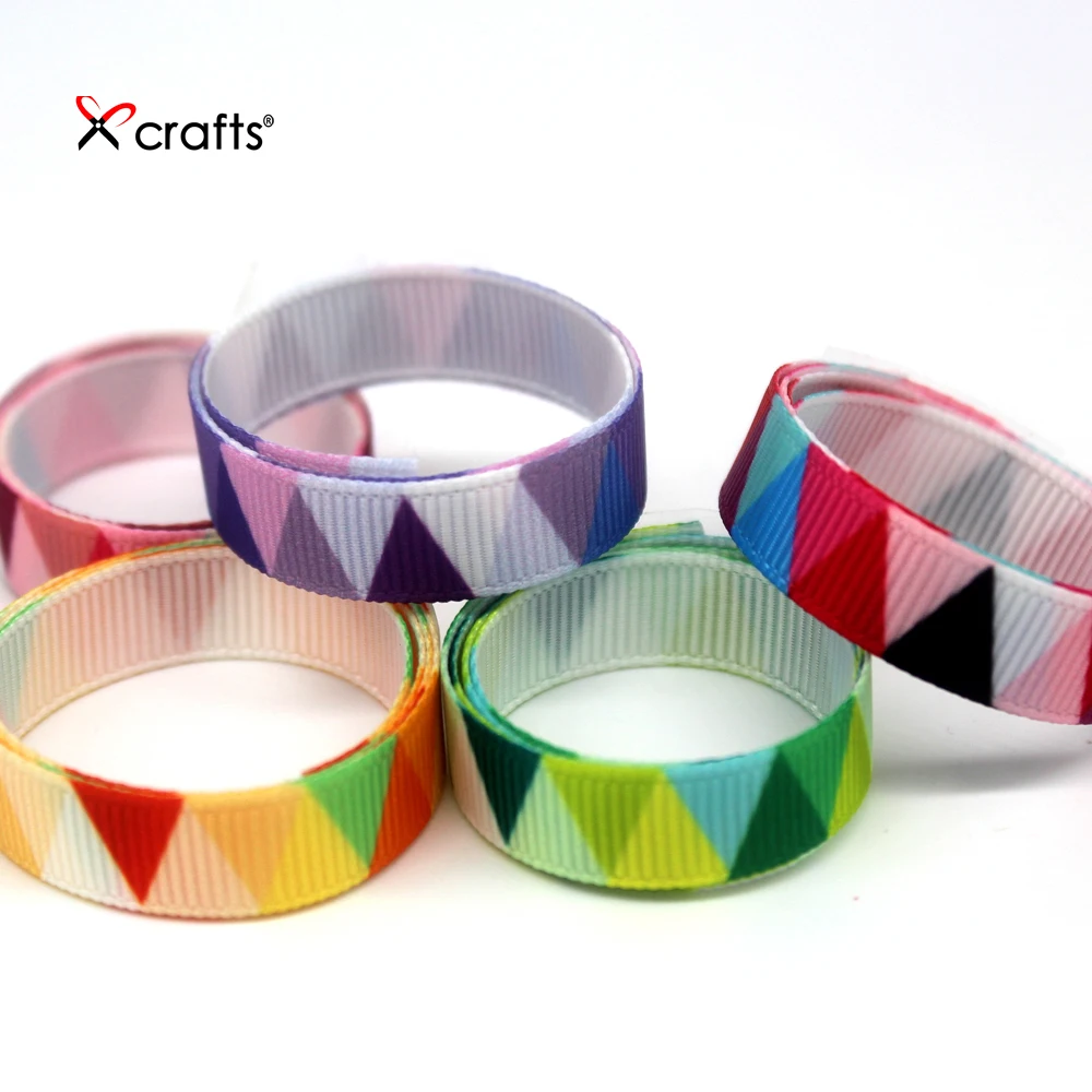 PPCrafts 3/8 &quot10 мм Grosgrain лента с принтом треугольник для поделок своими руками Hairbow