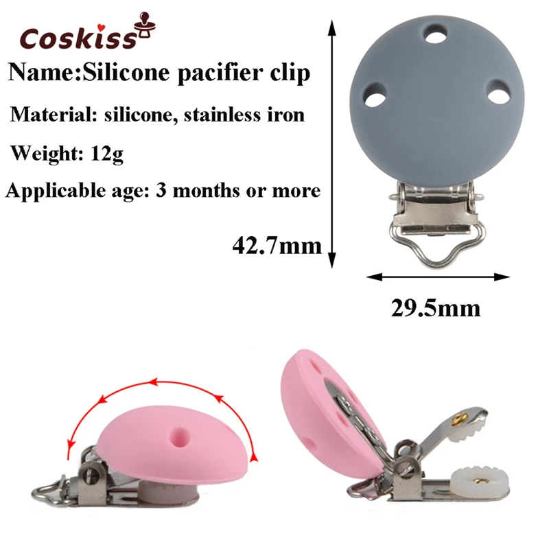Clip de silicona para chupete de forma redonda, accesorios de dentici&oacute;n para beb&eacute;, mezcla de colores, soporte para chupete, herramienta de cuentas DIY-2