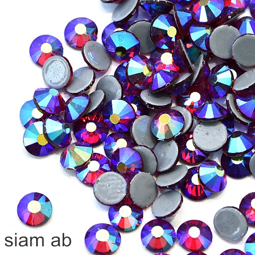 siam ab Высокое качество, Красочные стразы, стразы для горячей фиксации, стеклянные стразы с плоским основанием, стразы для украшения одежды F0104 - Цвет: siam ab