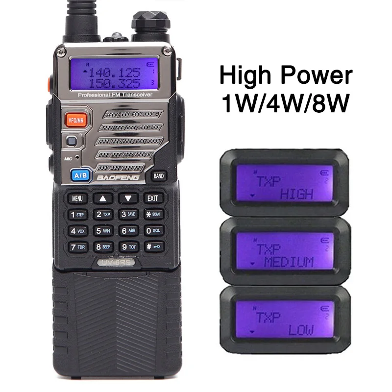 Портативная рация Baofeng UV 5RE 8 Вт высокой мощности мощностью 3800 мАч УВЧ Диапазон