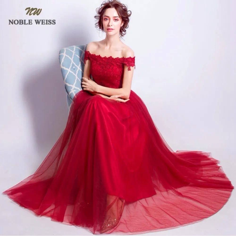 NOBLE WEISS, сексуальное вечернее платье, длина до пола, а-силуэт, темно-красное кружево, тюль, Robe De Soiree, на шнуровке, на спине, платья для выпускного вечера