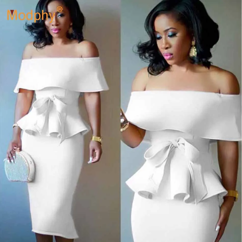 Женское вечернее платье с рюшами и бантом Modphy белое черное винно красное