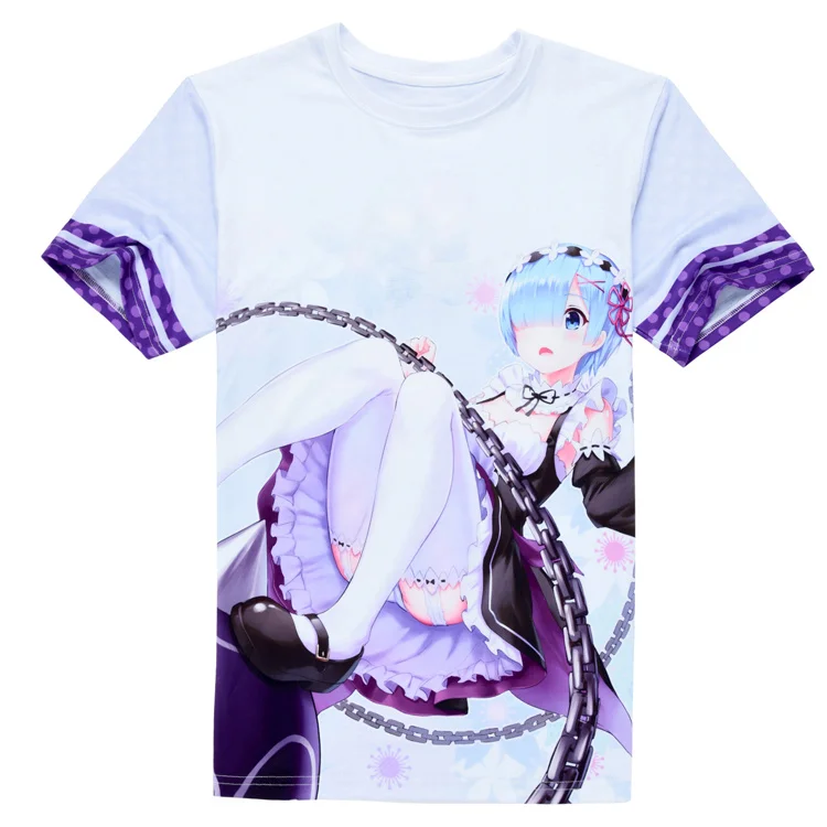 Японская летняя футболка Re:Zero kara Hajimeru Isekai Seikatsu Rem Аниме Мужская Женская