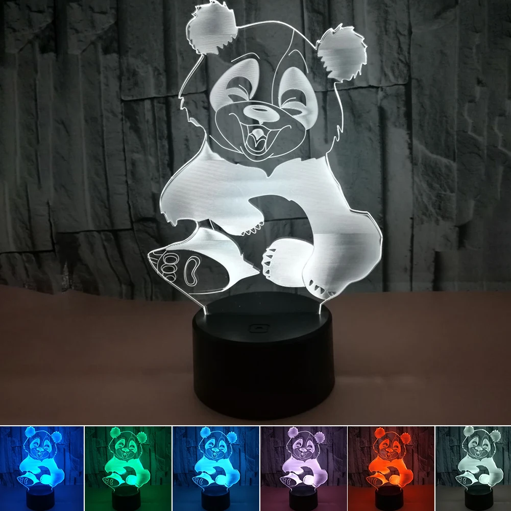 Переключатель USB Powered освещение Led спальня портативный панда Форма 3D иллюзия