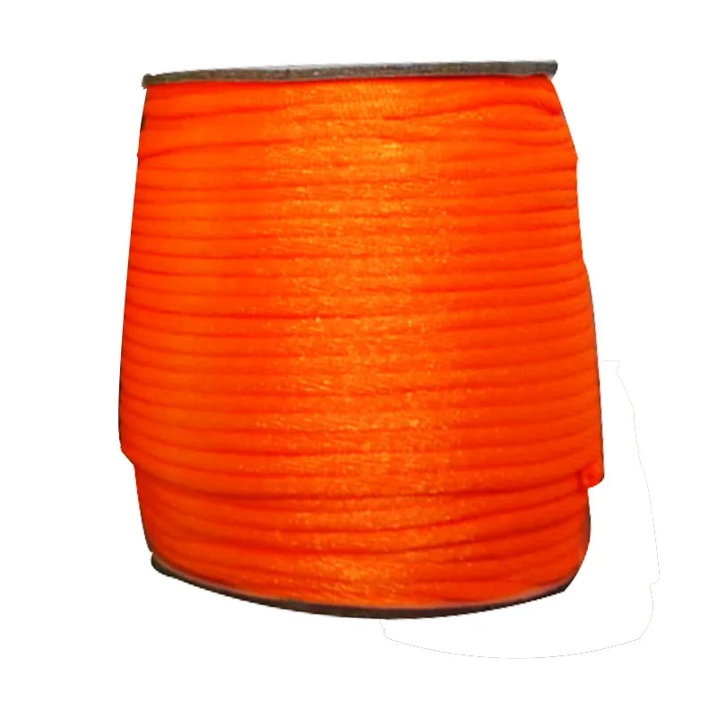 2 мм Neon Tangerine Rattail атласный нейлоновый шнур + Ювелирные изделия Аксессуары веревка