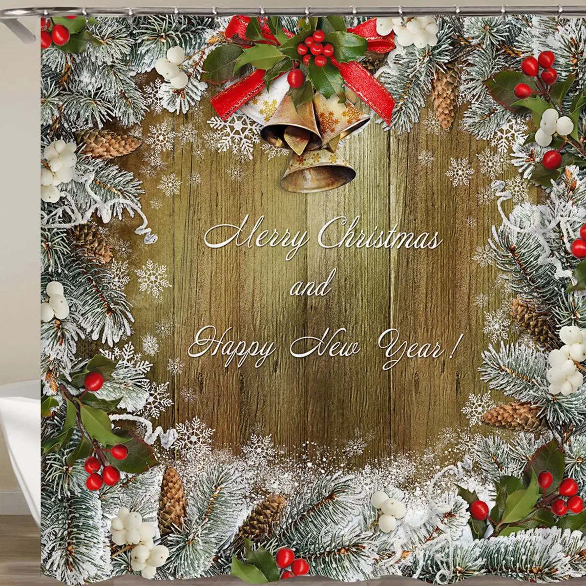 

New Shower Curtain Christmas Theme Snowman Santa Waterproof Bathroom Polyester Shower Curtain with 12 Hooks