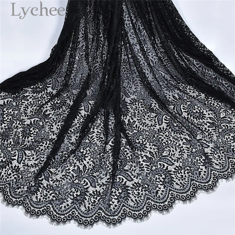 Lychee Life 150 ширина французская кружевная ткань для ресниц черно-белая эластичная DIY