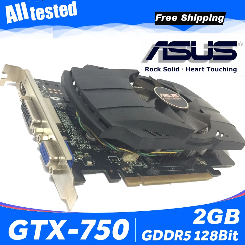 Asus GTX 750 FML 2GB GTX750 2G D5 DDR5 128 бит ПК настольные графические карты PCI Express 3 0