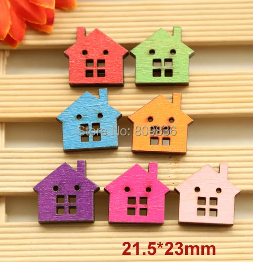 

30pcs/lot Candy colors house design wood button for diy,garment wooden button,embellishment sewing accessories(ss-632)