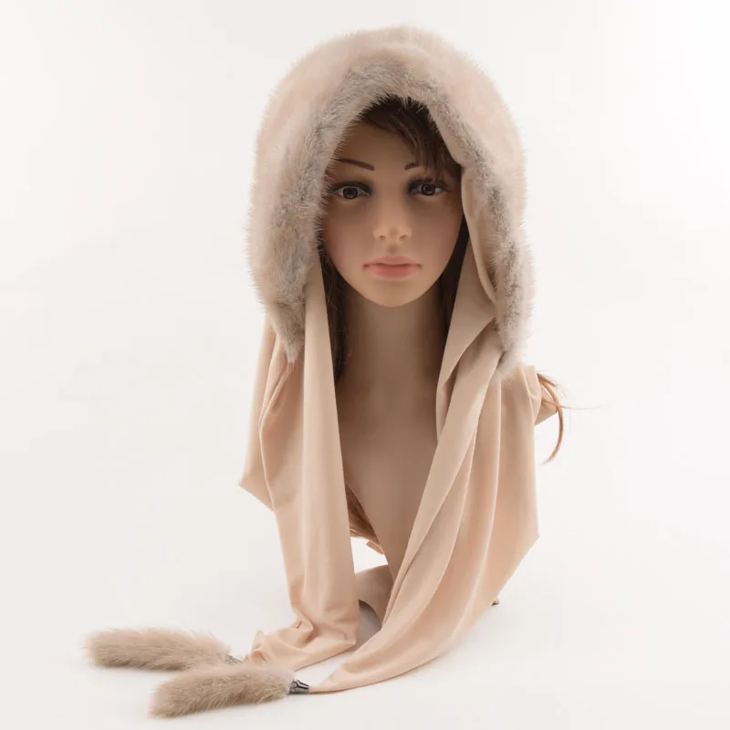 100% Genuine Mink Fur Hats for women Winter Scarf Hat Fashion Elegant Warm Lady Caps New Fur Beanies