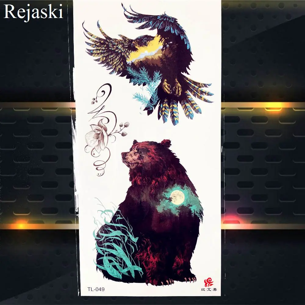 Roar Mountain Bear водостойкие татуировки наклейки для женщин спины шеи временная