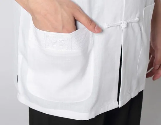 Белая Мужская льняная хлопковая рубашка в традиционном китайском стиле кунг-фу с