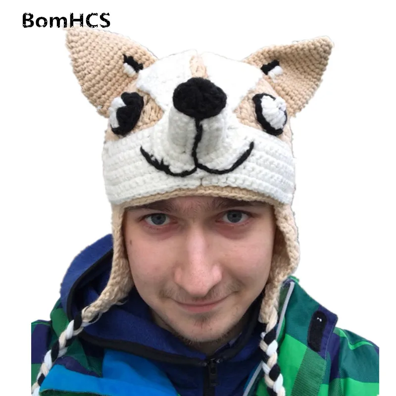 BomHCS модная Милая зимняя теплая вязаная крючком шапка для собак ручной работы