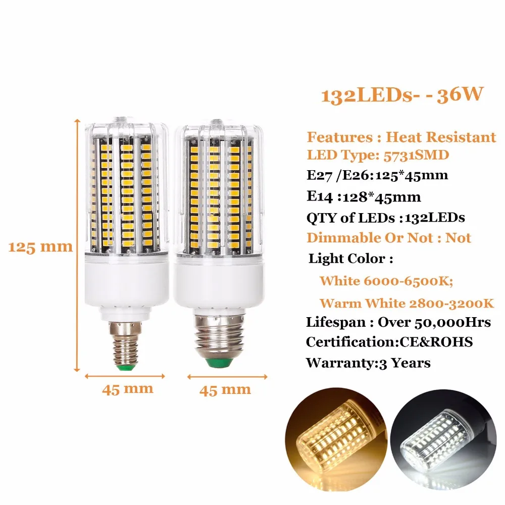 Светодиодный Светодиодная лампа Кукуруза лампы E27 E14 10W 18W 25W 30W 36W 5731 5730 SMD ярко