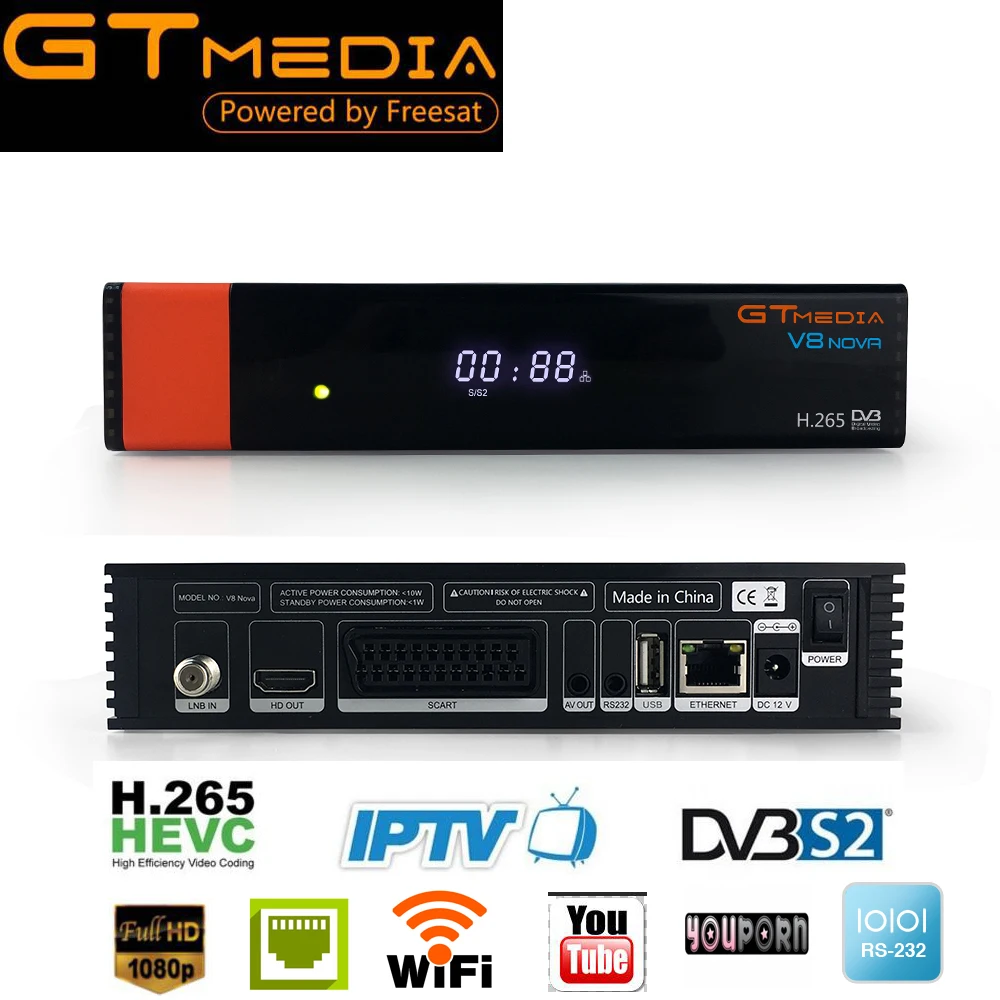 20 шт. GTMEDIA V8 NOVA спутниковый ТВ приемник Поддержка DVB S2 поддержка AVS + H.265