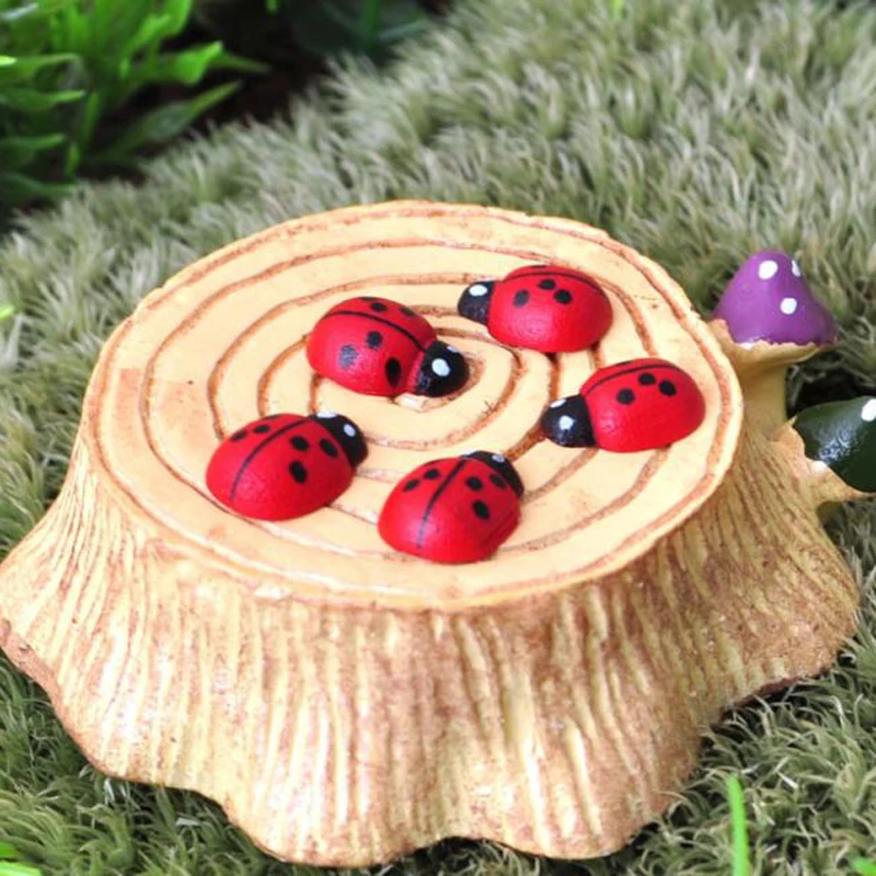 100 шт./пакет красный Деревянный Божья коровка губка самоклеющиеся наклейки